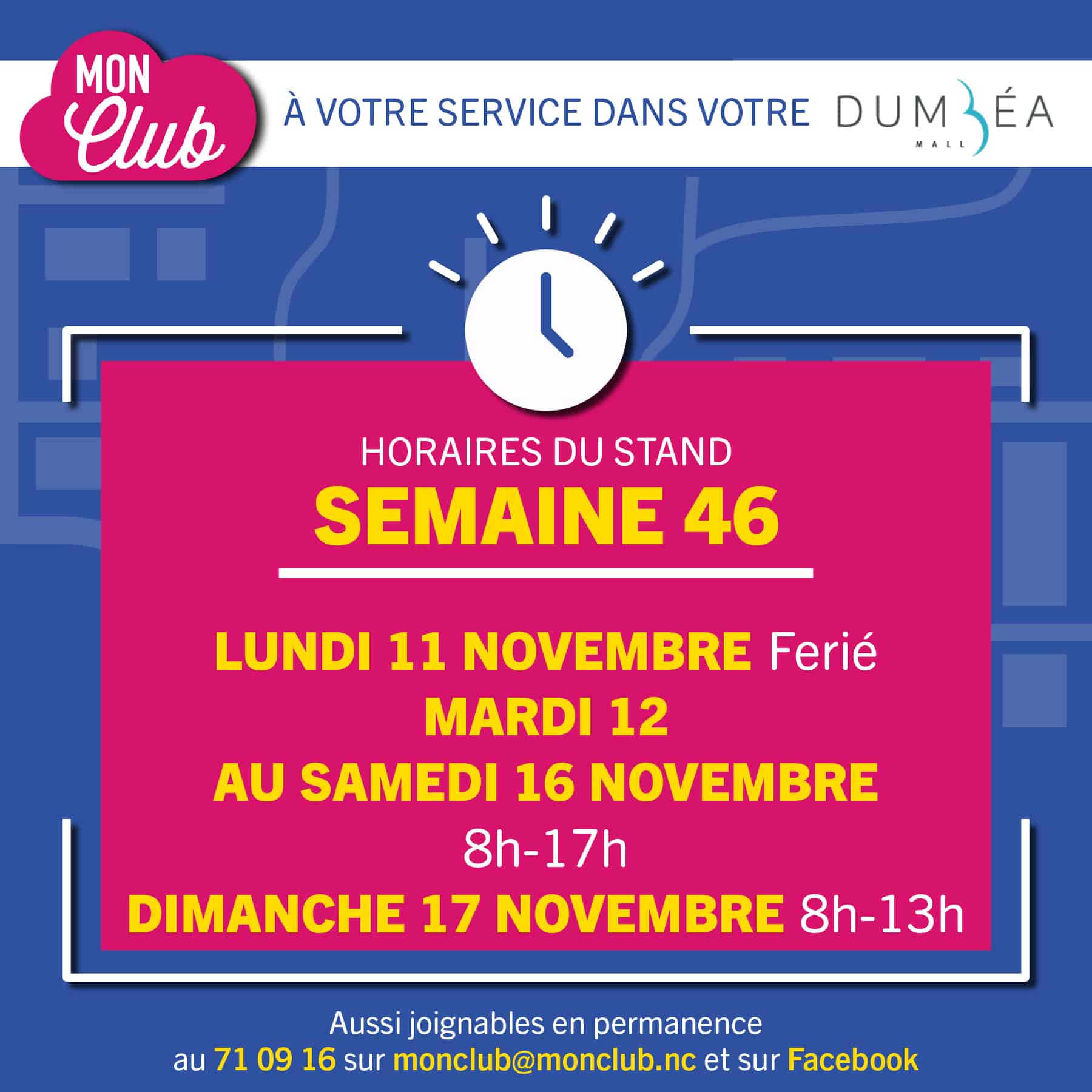 🗓️ Nos horaires pour la semaine 46