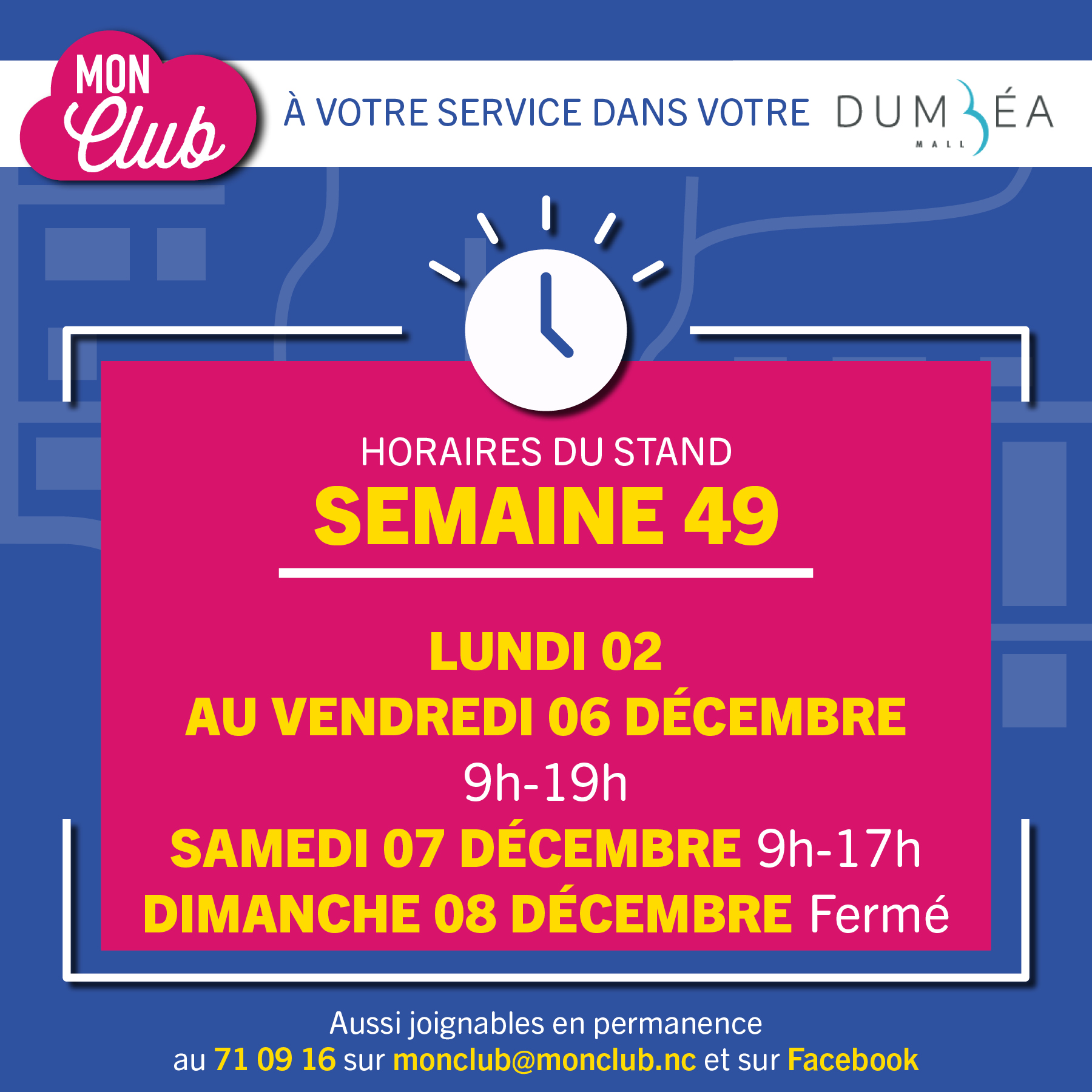 🗓️ Nos horaires pour la semaine 49