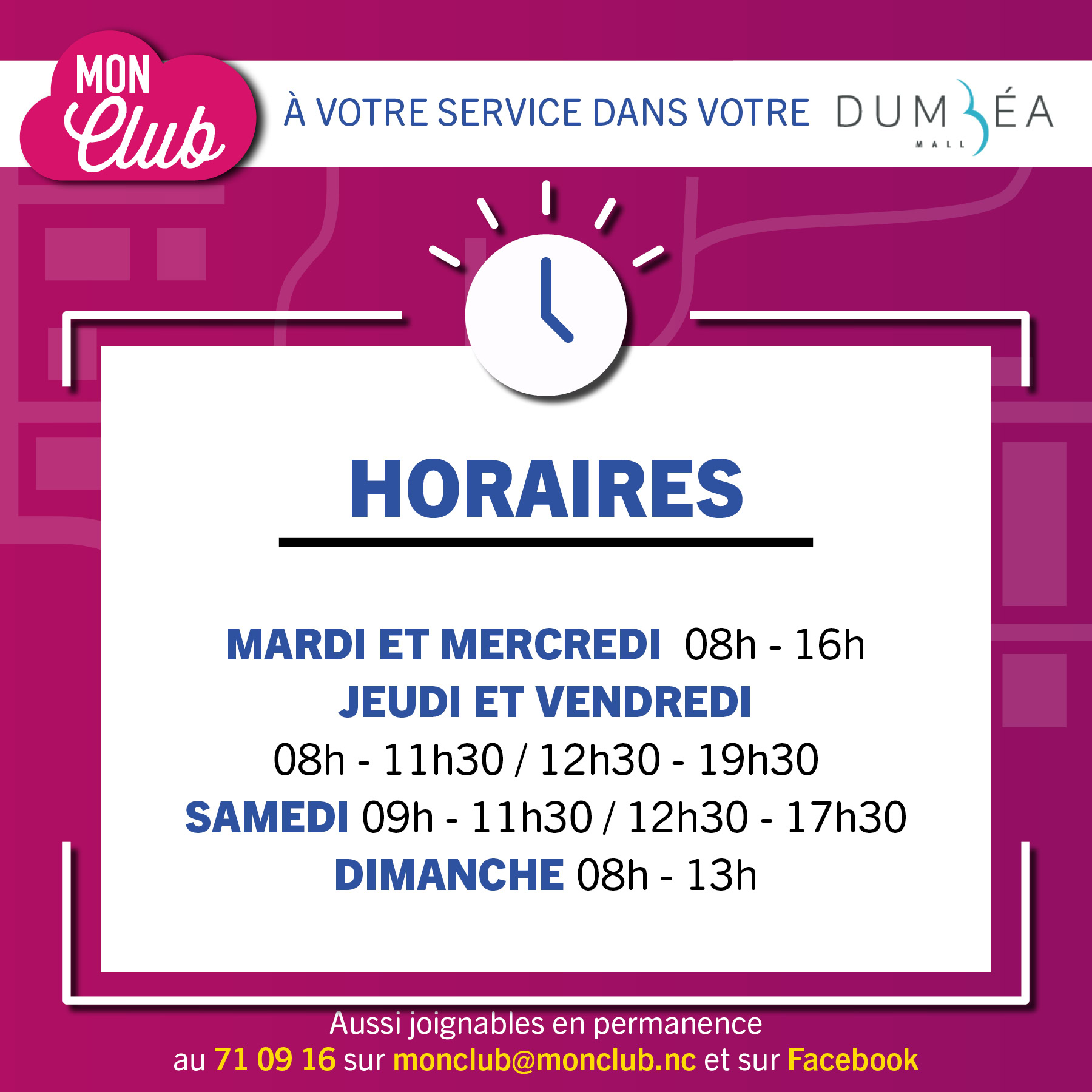 🗓️ Nos horaires
