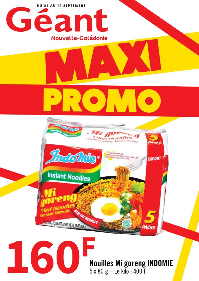 MAXIPROMO 5 CHEZ GEANT DU 1ER AU 14 SEPTEMBRE 2025