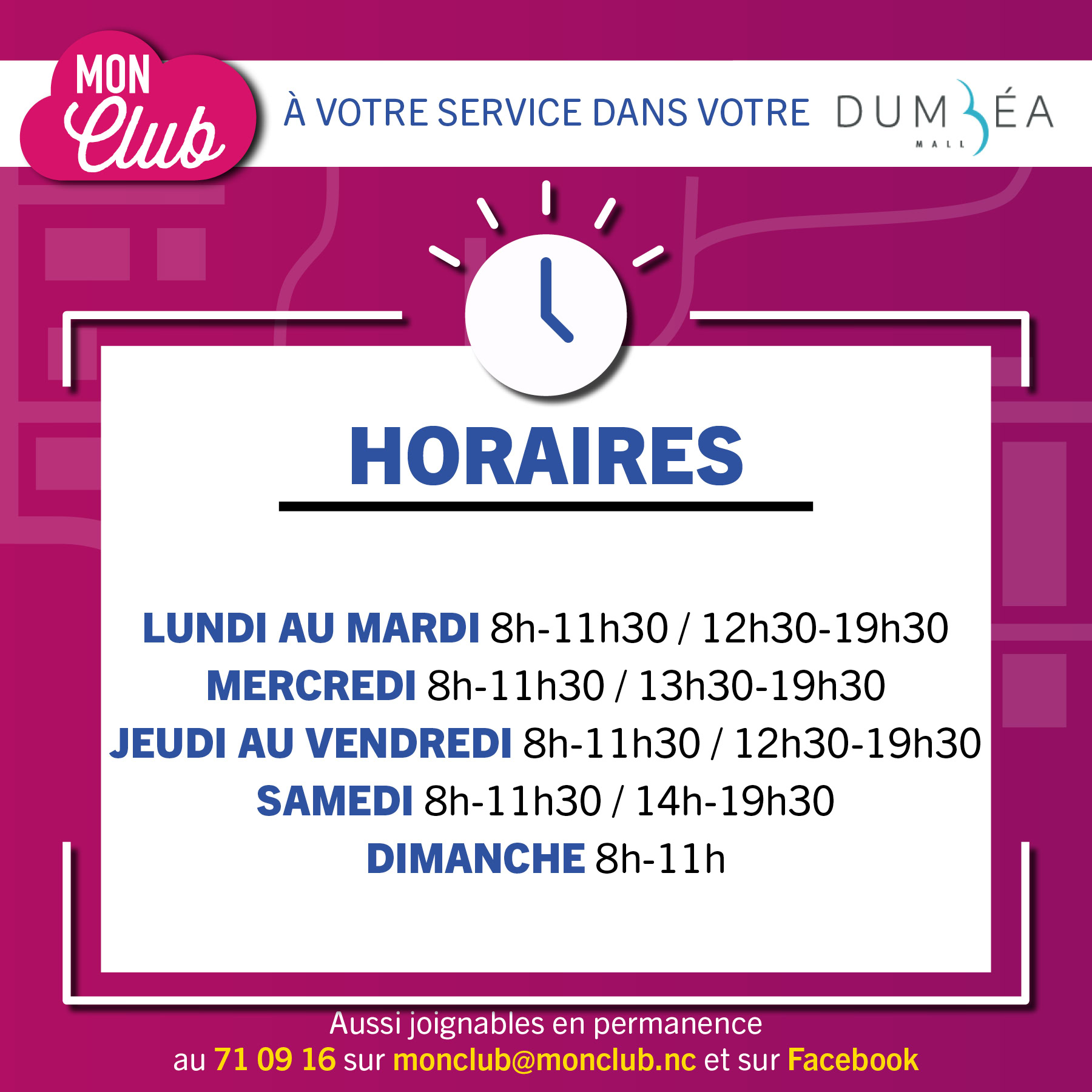 🗓️ Nos horaires