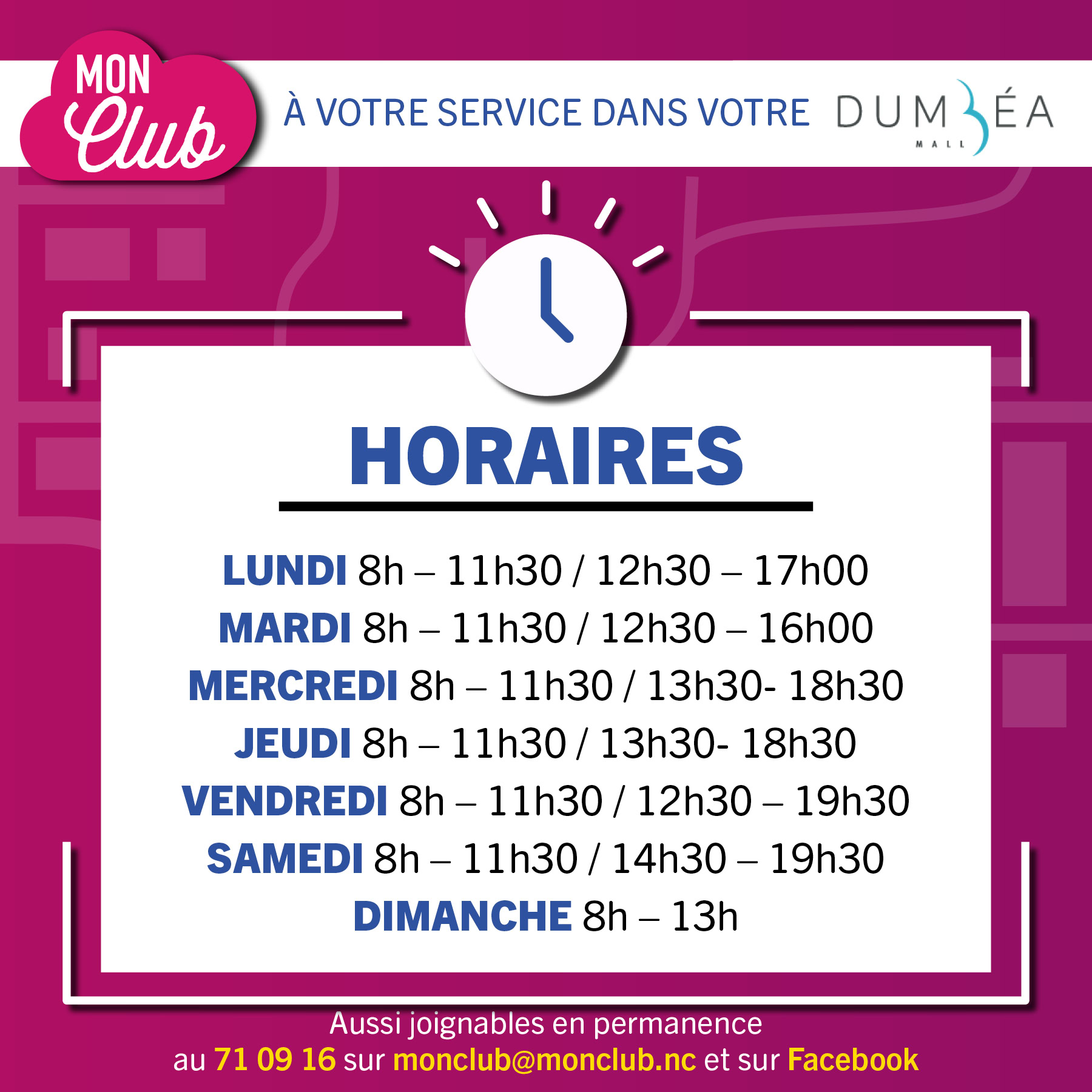 🗓️ Nos horaires