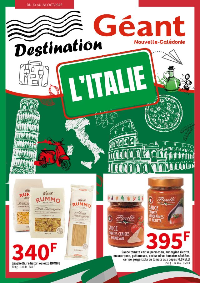 DESTINATION L’ITALIE CHEZ GEANT DU 13 AU 26 OCTOBRE 2025