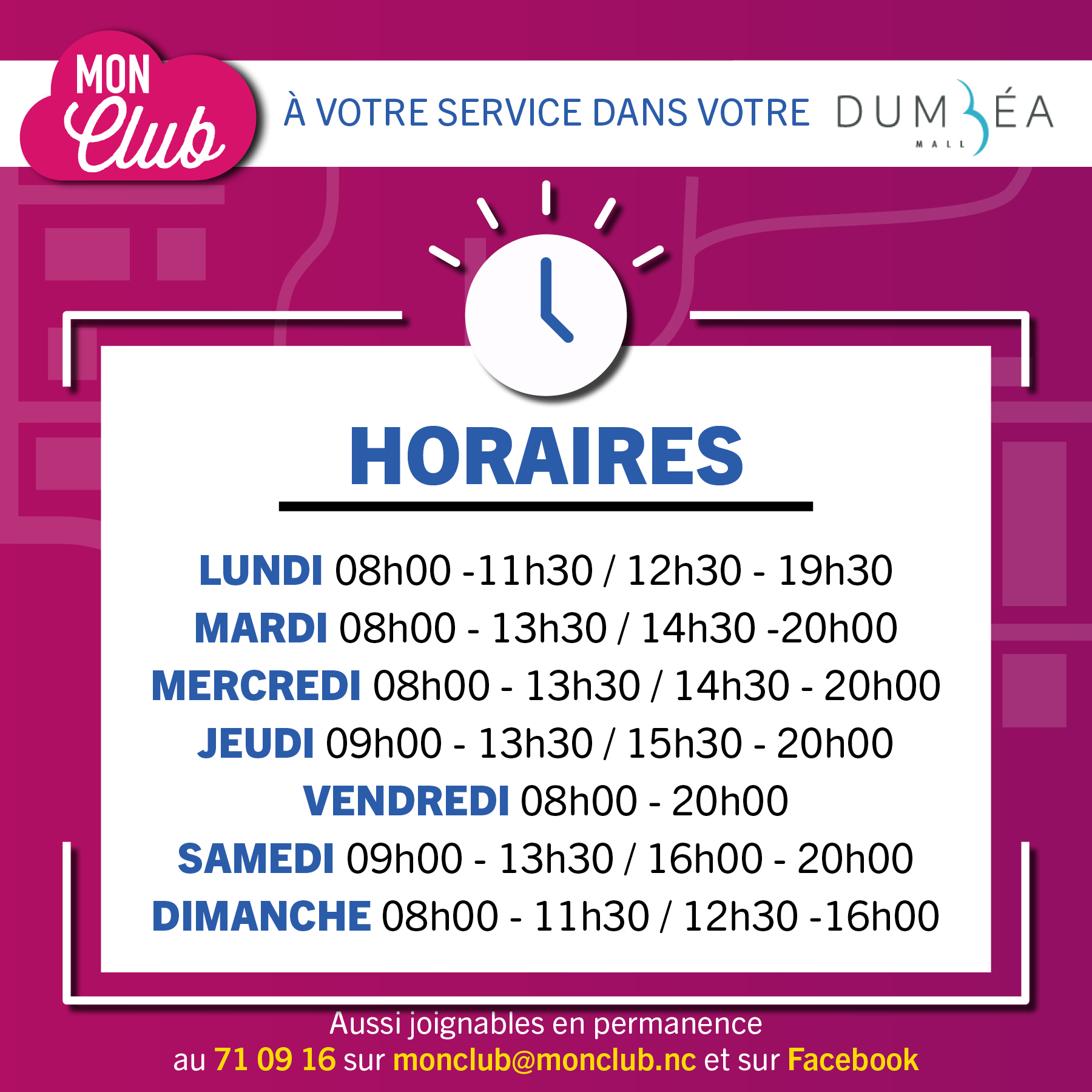 🗓️ Nos horaires