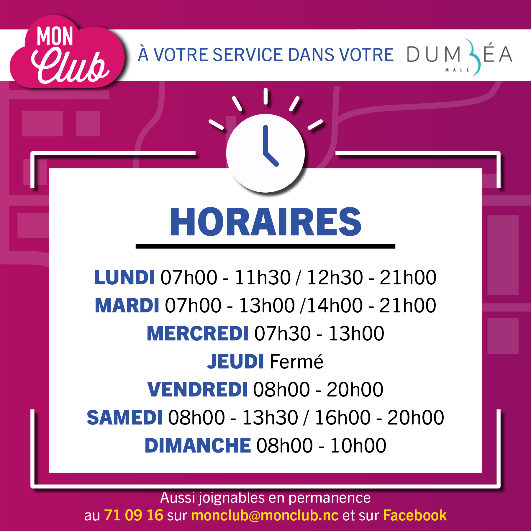 🗓️ Nos horaires